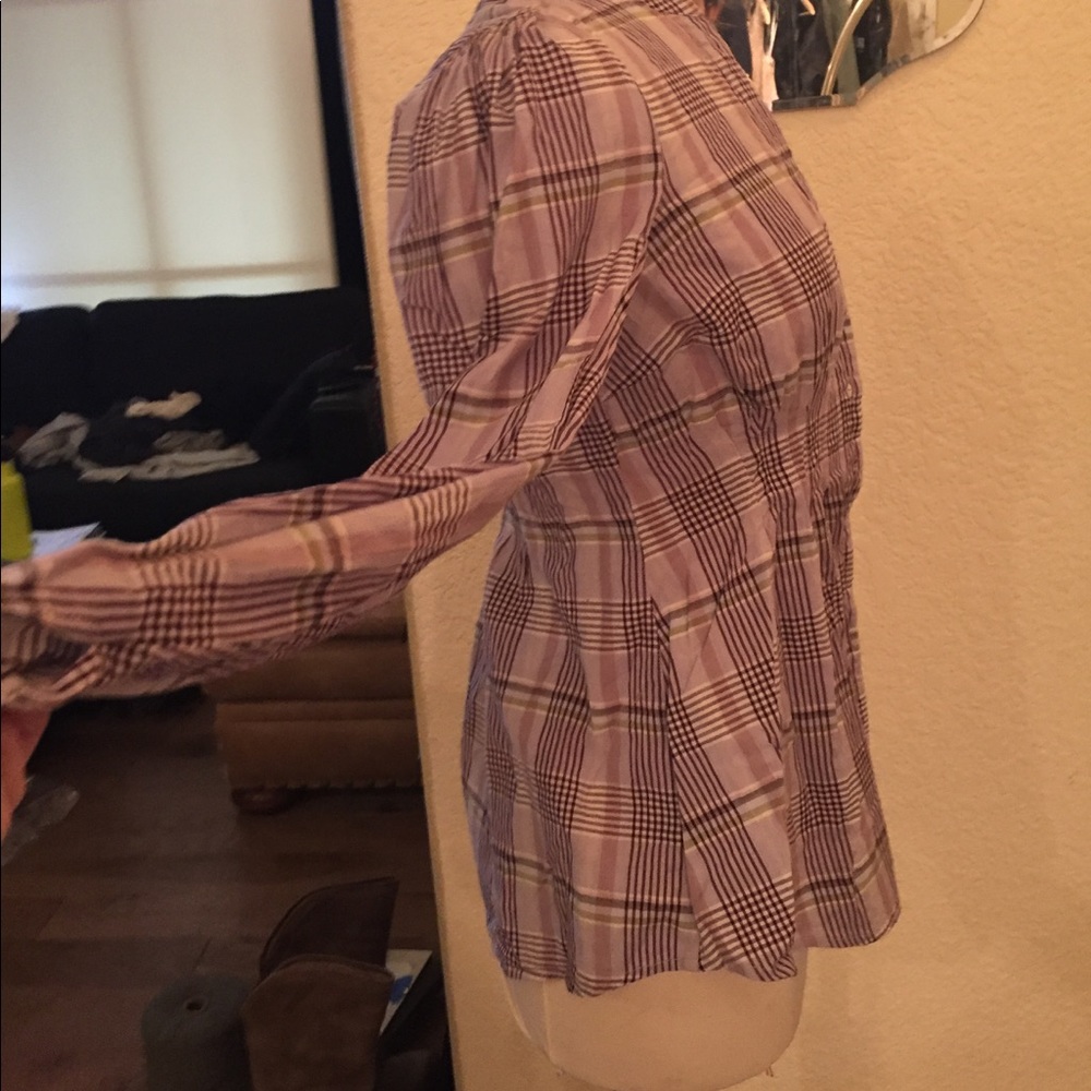 Pins and needles purple plaid button up top s - Picture 6 of 7